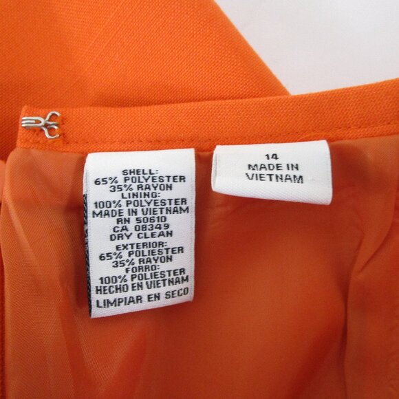 Le Suit Plus Size Solid Orange Short Sleeve Skirt Suit 14 Formal Business Career - Picture 9 of 10